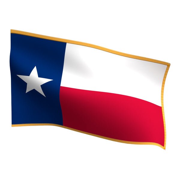 Texas Indoor Flag with Pole Hem & Gold Fringe