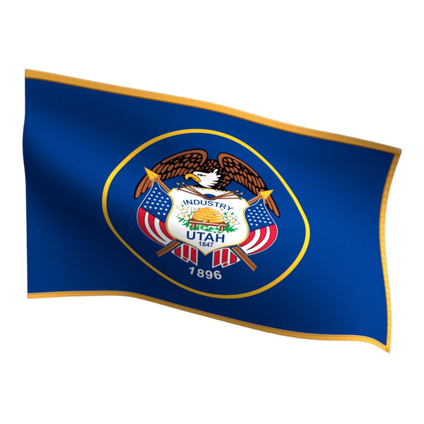 Utah Indoor Flag with Pole Hem & Gold Fringe