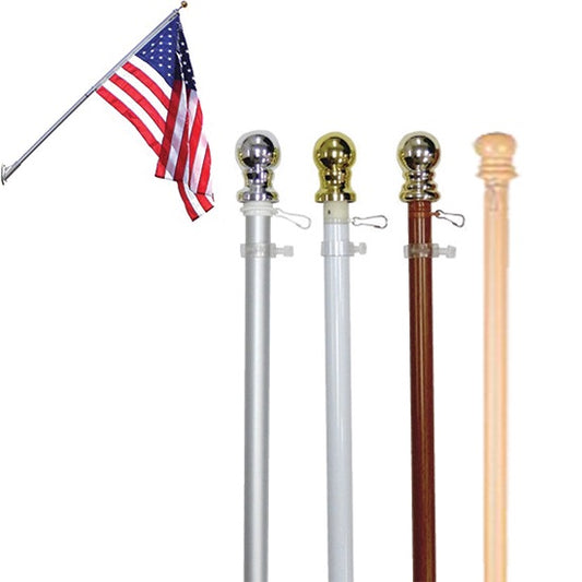 Spinning Flagpoles – 5 ft & 6 ft (Silver, White, Tan, Wood Grain)