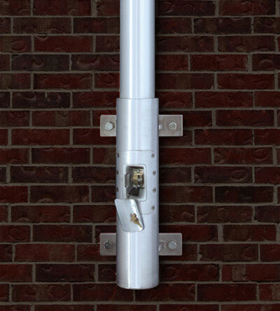 Vertical Wall Flagpole with Internal Halyard Cam Cleat Mount