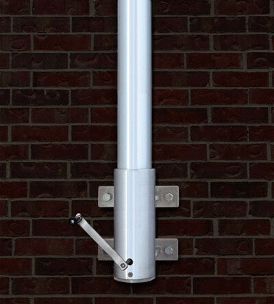 Vertical Wall Flagpole with Internal Halyard Winch Mount
