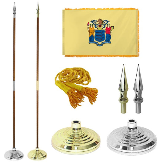 New Jersey State Flag Presentation Set – Indoor Flag Presentation Set for Ceremonial Display