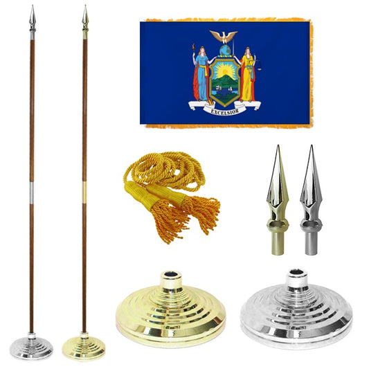 New York State Flag Presentation Set – Indoor Flag Presentation Set for Ceremonial Display