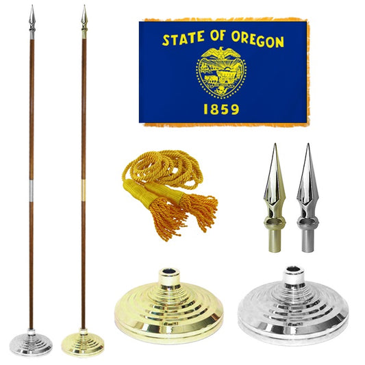 Oregon State Flag Presentation Set – Indoor Flag Presentation Set for Ceremonial Display