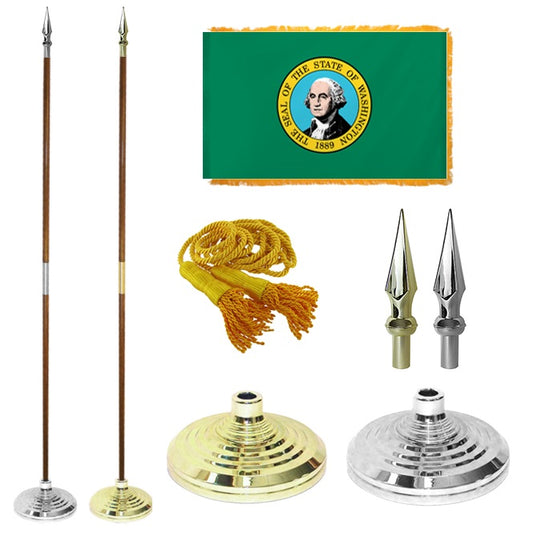 Washington State Flag Presentation Set – Indoor Flag Presentation Set for Ceremonial Display
