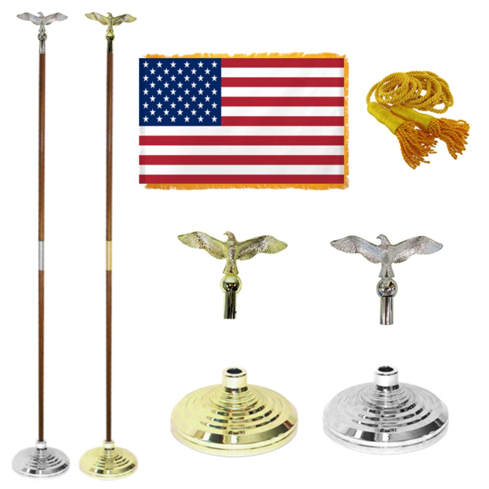 US Presentation Set – American Flag with Pole Hem & Fringe