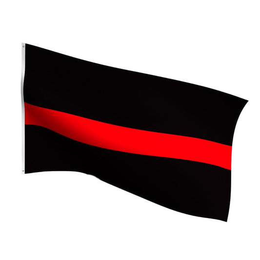 Black flag with a red stripe for firefighters