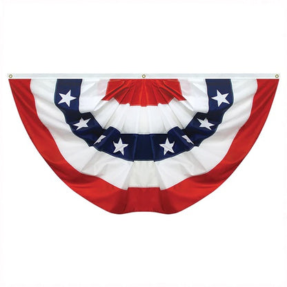 American Flag Fan Drapes – Pleated Bunting with Stars or Plain
