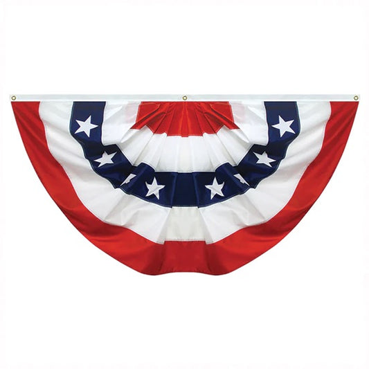 American Flag Fan Drapes – Pleated Bunting with Stars or Plain