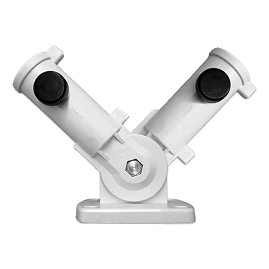 1" Cast Aluminum Double Flagpole Bracket – 13-Position Adjustable (White)
