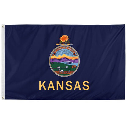 American Flag + Kansas Polyester Flag Bundle