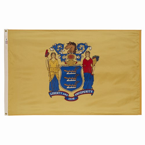 New Jersey state flag made from heavy duty polyester fabric for outdoor use