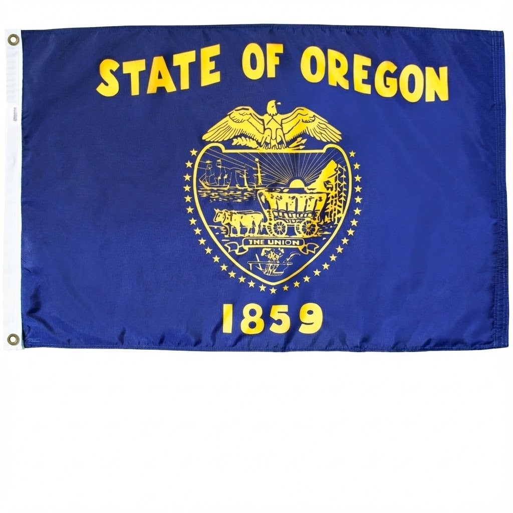 Durable outdoor polyester Oregon state flag with reinforced stitching and brass grommets