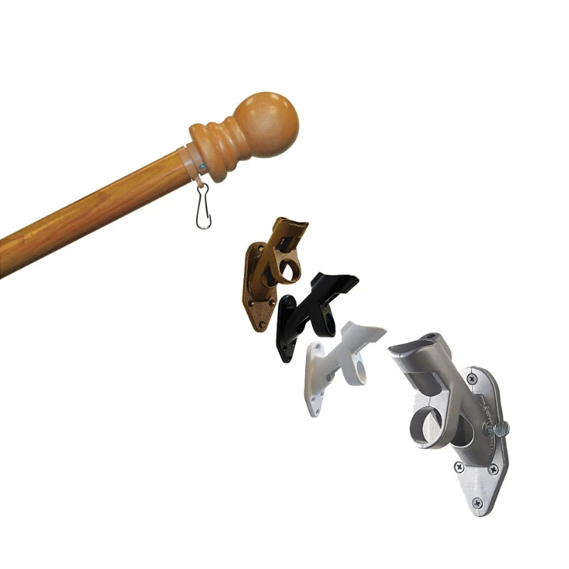 wood flagpole with aluminum mounting brackets