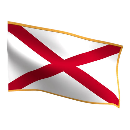 Alabama Indoor Presentation Flag  with pole hem and gold fringe