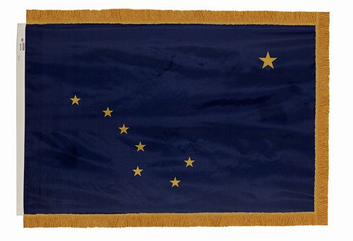 Indoor alaska state flag with pole hem and gold fringe