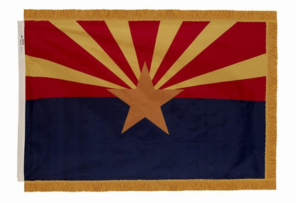 Indoor Arizona state flag with pole hem and gold fringe 