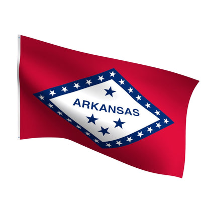 Durable outdoor nylon Arkansas state flag with reinforced stitching and brass grommets