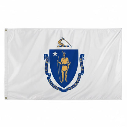 Massachusetts state flag on a white background