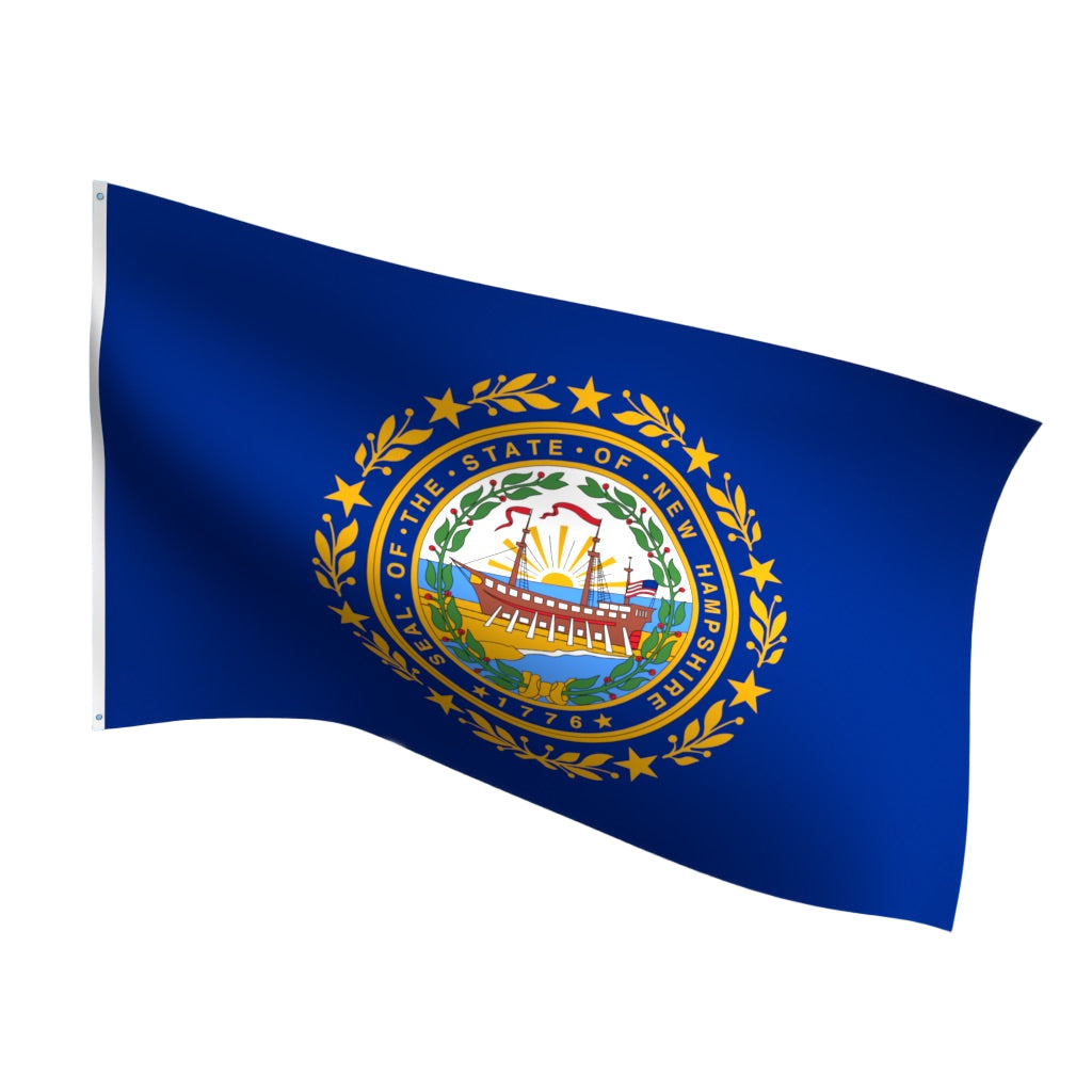 Durable outdoor nylon New Hampshire state flag with reinforced stitching and brass grommets