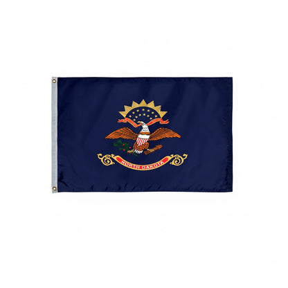 North Dakota State Flag with an eagle emblem on a white background