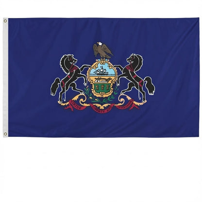 Durable outdoor polyester Pennsylvania state flag with reinforced stitching and brass grommets