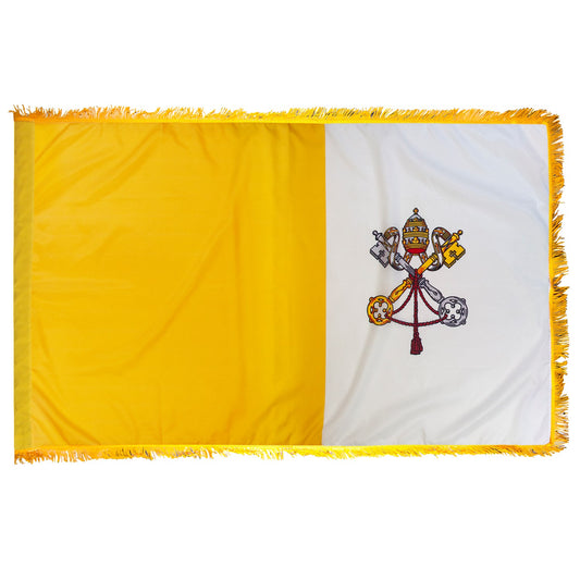 Indoor Papal Vatican Flag With Pole Hem And Fringe