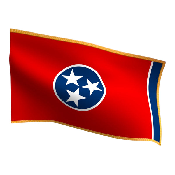 Tennessee Indoor Flag with Pole Hem & Gold Fringe