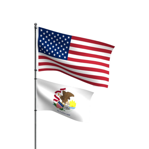 American Flag + Illinois Polyester Flag Bundle