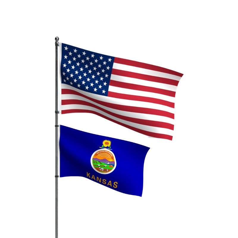 American Flag + Kansas Polyester Flag Bundle