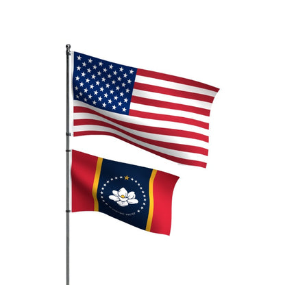 American Flag + Mississippi Polyester Flag Bundle