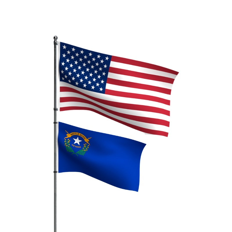 American Flag + Nevada Polyester Flag Bundle