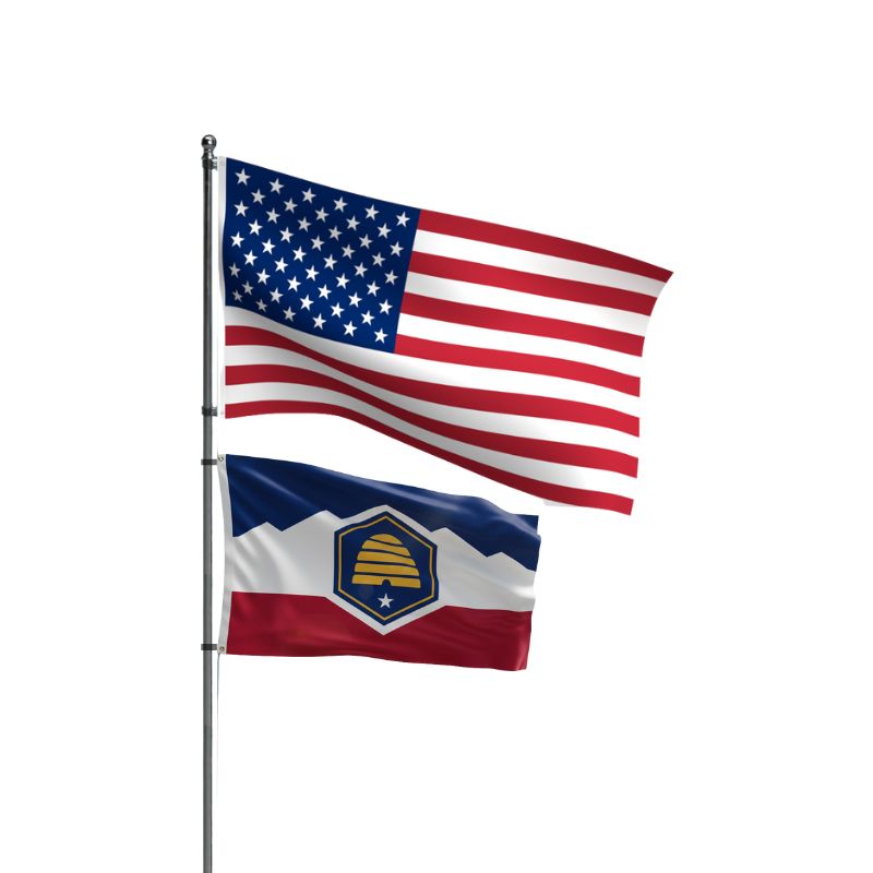 utah state flag with the american flag on white background