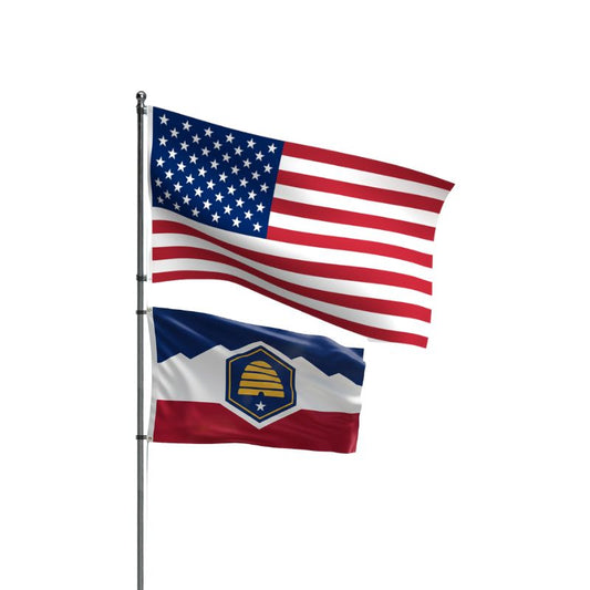 utah state flag with the american flag on white background