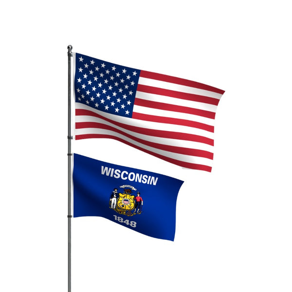 American Flag + Wisconsin Flag Nylon Bundle