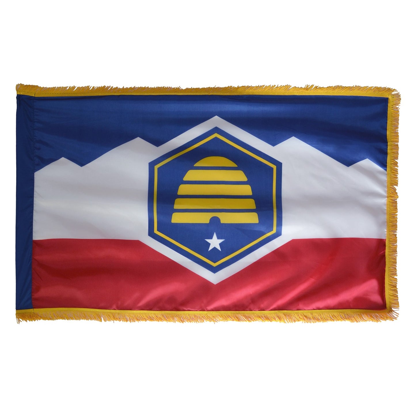 Utah indoor state flag 3x5 with gold fringe and pole hem