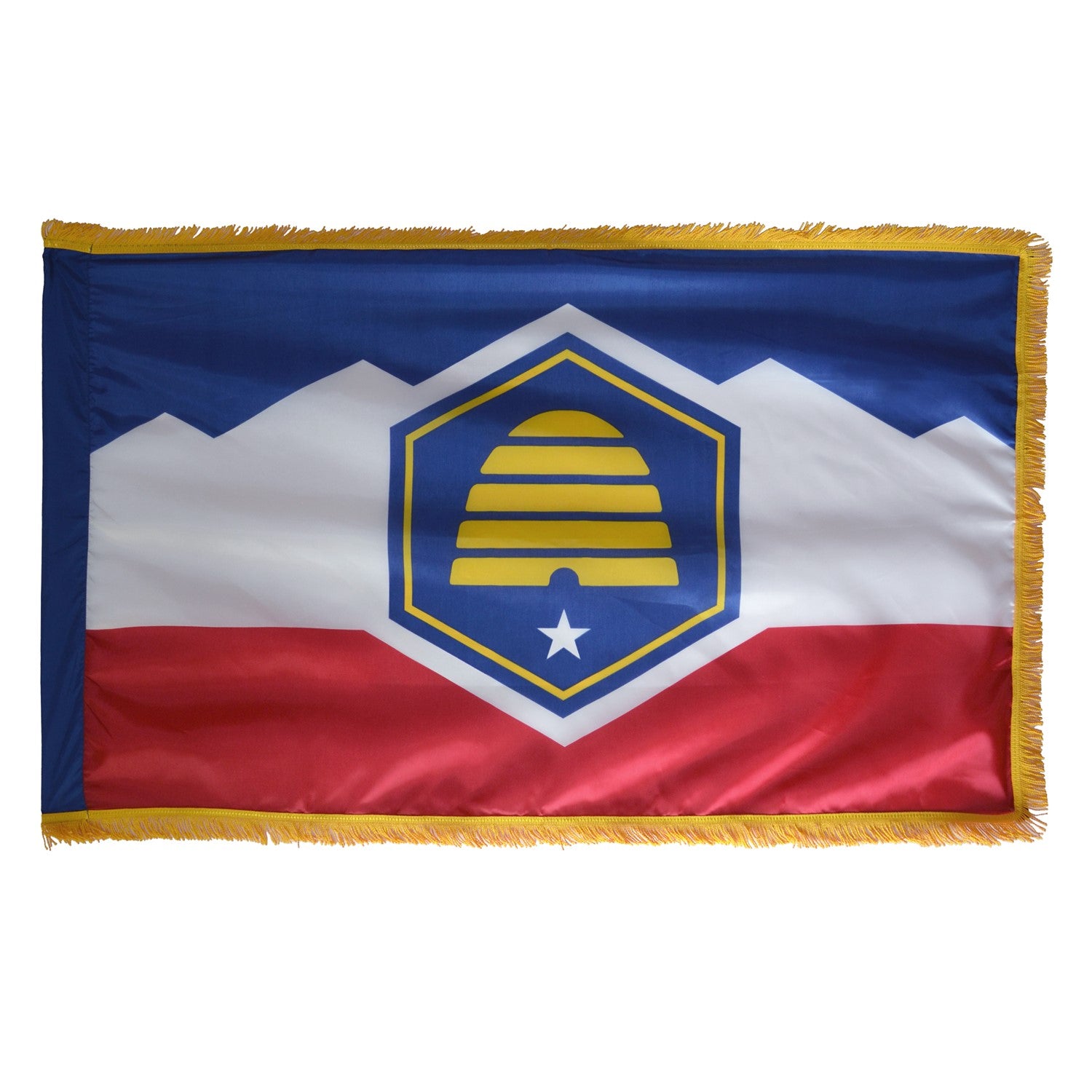 Utah indoor state flag 3x5 with gold fringe and pole hem