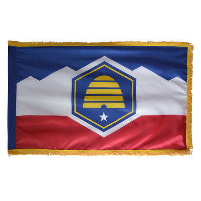 Utah indoor state flag 3x5 with gold fringe and pole hem