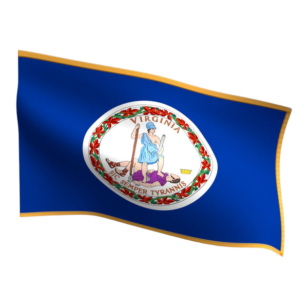 Virginia Indoor Flag with Pole Hem & Gold Fringe