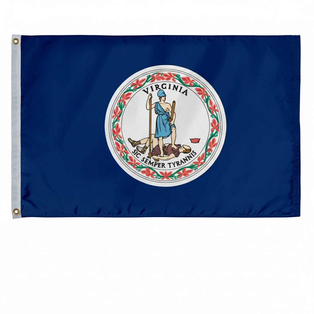 Virginia state flag made from heavy duty polyester fabric for outdoor use