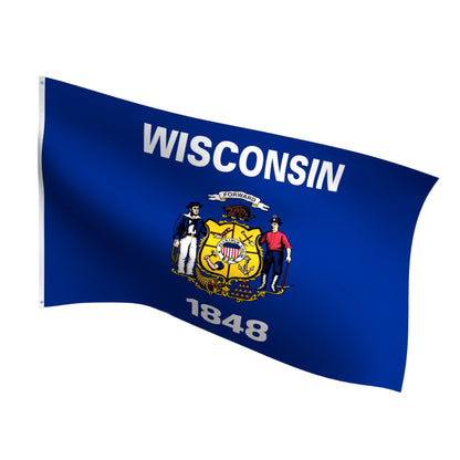 Durable outdoor nylon Wisconsin state flag with reinforced stitching and brass grommets