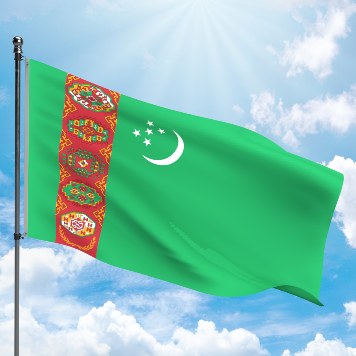 Picture of TURKMENISTAN FLAG